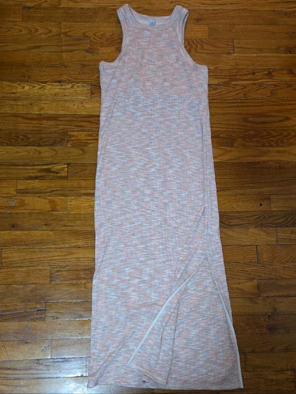 Old Navy Heathered Pink & White Sleeveless Ribbed Maxi Dress
